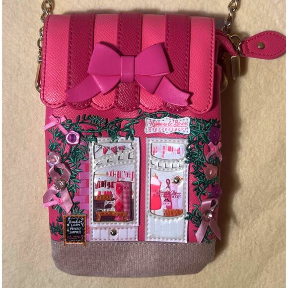 Vendula Ribbons & Bows Haberdashery Crossbody Phone Pouch Pink Ribbon Purse NWOT - Picture 8 of 15